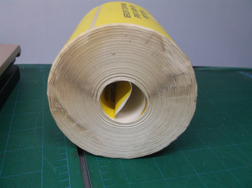 (500) roll of mercury containing spent lamps for recycling yellow stickers
