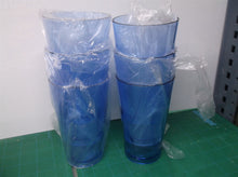 set of 6 blue 16 oz plastic reusable cups