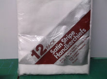 NIP Satin Stripe Mens Handkerchiefs-12 Pack-65% Polyester & 35% Cotton-16 x 16