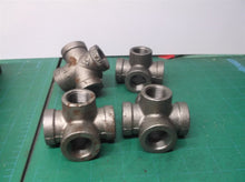 (4) 1/2" Black Iron 5-Way Cross Fitting - Industrial Pipe Fittings for DIY Proje