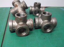 (4) 1/2" Black Iron 5-Way Cross Fitting - Industrial Pipe Fittings for DIY Proje