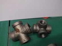 (4) 1/2" Black Iron 5-Way Cross Fitting - Industrial Pipe Fittings for DIY Proje
