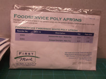 9 First Mark Disposable White embossed sample pack Poly Apron 46" x 28" 1 mediu