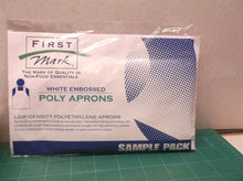 9 First Mark Disposable White embossed sample pack Poly Apron 46" x 28" 1 mediu