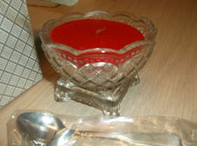 Avon Fostoria Condiment Dish With Spoon " Ariane Fragrance Candle "