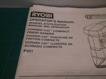 P401 Ryobi Corner Cat Compact Finish Sander Operators Manual Only