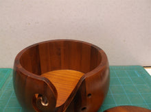 Wood Yarn Knitting Bowl with Lid, Bowl with Holes For Storage 7X4in