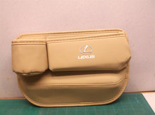 Lexus leather tan car seat storage box/slot gap organizer with cup holder