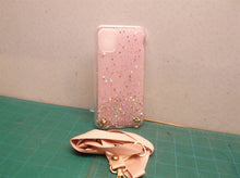 pink sparkle case with pink strap fits iphone 11