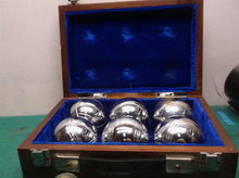 6 ball 73mm Metal Boules Petanque set 6 silver balls Wooden Case