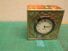 BRIGHTON Square Silver Tone Desk Clock Floral - 2.25”