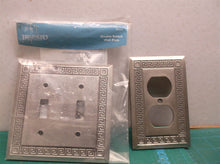 Brainerd Brushed Satin Pewter Double Switch Wall Plate with Wall Outlet Plate