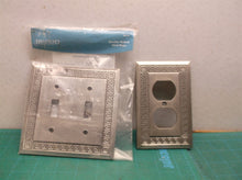 Brainerd Brushed Satin Pewter Double Switch Wall Plate with Wall Outlet Plate