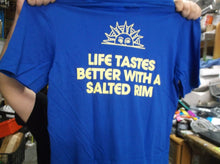 Milagro Tequila "Life Tastes Better With A Salted Rim" Double Sided Blue T-Shirt