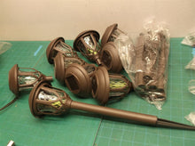 Lot of 9 Outdoor Solar Lawn Lamp Decoration Brown with Stakes