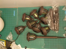 Lot of 9 Outdoor Solar Lawn Lamp Decoration Brown with Stakes