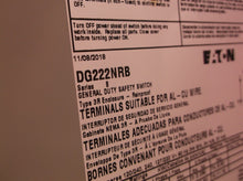 Eaton DG222NRB 120/240 VAC 60 Amp 7.5 to 15 Hp 2-Pole 3-Wire Single Throw Switch
