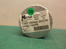 Mettle 304SS wire cloth disc 3.543"/90MM Dia 20 mesh (100 pack) 200560