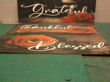 3 wooden signs 12" x 4" Grateful Thankful with double sided tape
