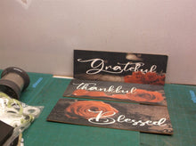 3 wooden signs 12" x 4" Grateful Thankful with double sided tape