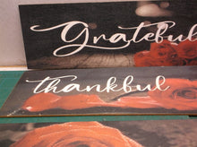 3 wooden signs 12" x 4" Grateful Thankful with double sided tape