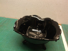 Vintage Black Candy Dish Bowl silver triangle 3 footed textured glass art deco