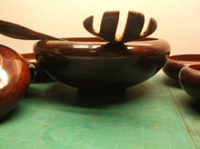8PC WOOD SALAD BOWL set with spoon & fork