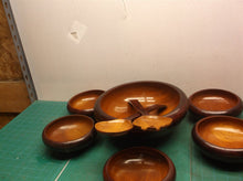 8PC WOOD SALAD BOWL set with spoon & fork