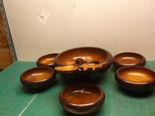 8PC WOOD SALAD BOWL set with spoon & fork