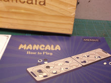 AMEROUS Wooden Mancala Board Game Set Folding Multi Color Glass Stones No Box