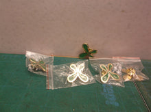 Set of 5 green & gold pins