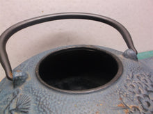 Cast Iron Green Tea Pot Infuser Basket blue
