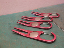 4 Aluminum Ball Marker Divot Repair Tools Clip On Pink