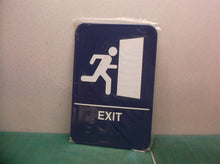 Rockwood #BFM682, Molded Plastic ADA Tactile Sign with Braille, Exit Sign blue