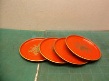Otagiri Lusterware Red W Gold Partridge Red Japan 4 Coasters With Case & Box VTG