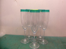 6 Tupperware Collectible Champagne Wine Flute Acrylic Glasses 5 Teal 1 Green