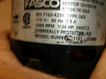 71634259 Fasco Ind Refrigeration Fan Motor D1101 115V 1.9A 1550 RPM 60Hz U63