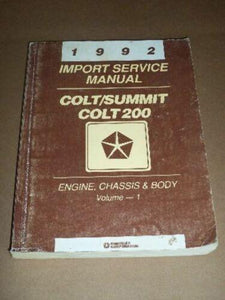 1992 Colt/Summit Colt 200 Import Service Manual Volume 1