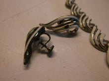 Vintage Enamel Painted Metal Necklace With Matching Screw Post Earrings