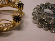 (2) Vintage Brooches - (1) Gold With Red Stones & (1) Silver With White Stones