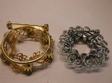 (2) Vintage Brooches - (1) Gold With Red Stones & (1) Silver With White Stones