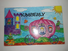 Personalized Princess Name Placemats with Dry Erase Games On Back - "Kimberly"