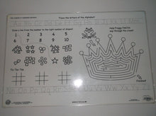 Personalized Princess Name Placemats with Dry Erase Games On Back - "Kimberly"