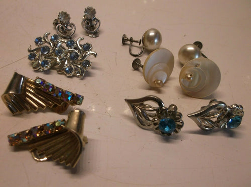 (6) Pair Of Vintage Assortment Of Clip On & Screw Post Earrings