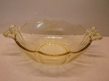 Vintage Fostoria Elegant Topaz Yellow Sweet Meat Glass Bowl With Bow Handles