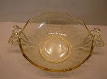 Vintage Fostoria Elegant Topaz Yellow Sweet Meat Glass Bowl With Bow Handles