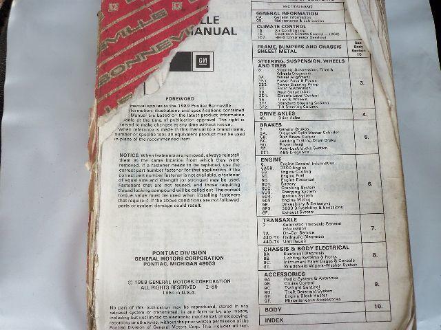 1989 Pontiac Bonneville Dealer Service Manual