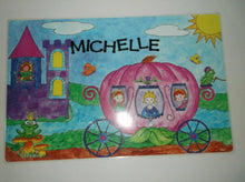 Personalized Princess Name Placemats with Dry Erase Games On Back - "Michelle"