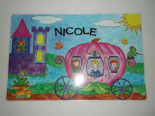 Personalized Princess Name Placemats with Dry Erase Games On Back - "Nicole"