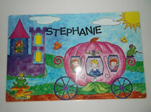 Personalized Princess Name Placemats with Dry Erase Games On Back - "Stephanie"